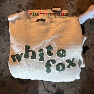 White Fox Grey Sweatshirt grey sweats 
Black sweatshirt